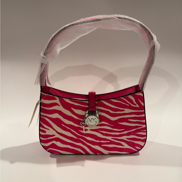 Michael Kors Handbags - Michael Kors Pink and White Zebra Shoulder Bag
